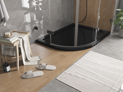 Mexen Flat receveur de douche demi-circulaire slim droit 120 x 80 cm, noir, siphon noir - 41708012P-B