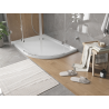 Mexen Flat receveur de douche demi-circulaire slim gauche 90 x 80 cm, blanc, siphon chromé - 41108090L