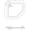 Mexen Flat receveur de douche pentagonal slim gauche 90 x 80 cm, blanc, siphon doré - 41P108090L-G