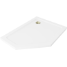 Mexen Flat receveur de douche pentagonal slim droit 90 x 80 cm, blanc, siphon doré - 41P108090R-G