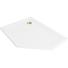 Mexen Flat receveur de douche pentagonal slim gauche 100 x 80 cm, blanc, siphon doré - 41P108010L-G