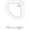 Mexen Flat receveur de douche pentagonal slim 90 x 90 cm, blanc, siphon doré - 41P109090-G