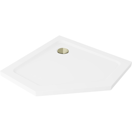 Mexen Flat receveur de douche pentagonal slim 90 x 90 cm, blanc, siphon doré - 41P109090-G