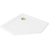 Mexen Flat receveur de douche pentagonal slim 90 x 90 cm, blanc, siphon doré - 41P109090-G