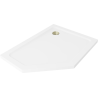 Mexen Flat receveur de douche pentagonal slim droit 100 x 90 cm, blanc, siphon doré - 41P109010R-G