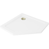 Mexen Flat receveur de douche pentagonal slim 100 x 100 cm, blanc, siphon doré - 41P101010-G