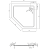 Mexen Flat receveur de douche pentagonal slim 80 x 80 cm, noir, siphon doré - 41P708080-G