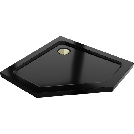 Mexen Flat receveur de douche pentagonal slim 90 x 90 cm, noir, siphon doré - 41P709090-G
