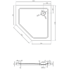 Mexen Flat receveur de douche pentagonal slim 100 x 100 cm, noir, bonde dorée - 41P701010-G
