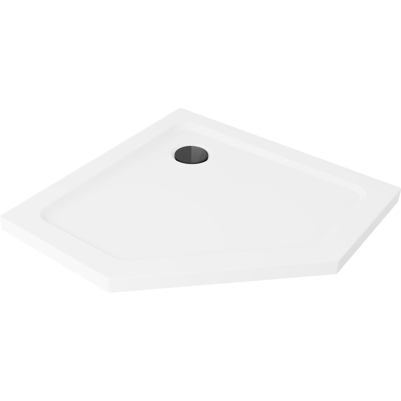 Mexen Flat receveur de douche pentagonal slim 80 x 80 cm, blanc, siphon noir - 41P108080-B