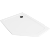 Mexen Flat receveur de douche pentagonal slim gauche 90 x 80 cm, blanc, siphon noir - 41P108090L-B