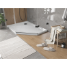 Mexen Flat receveur de douche pentagonal slim gauche 100 x 80 cm, blanc, siphon noir - 41P108010L-B