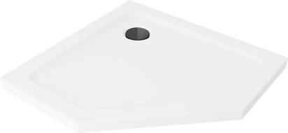 Mexen Flat receveur de douche pentagonal slim 100 x 100 cm, blanc, siphon noir - 41P101010-B