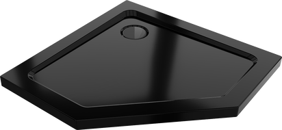 Mexen Flat receveur de douche pentagonal slim 80 x 80 cm, noir, siphon noir - 41P708080-B