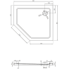 Mexen Flat receveur de douche pentagonal slim droit 90 x 80 cm, noir, siphon noir - 41P708090R-B