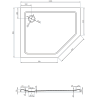 Mexen Flat receveur de douche pentagonal slim gauche 100 x 80 cm, noir, siphon noir - 41P708010L-B