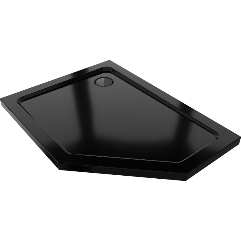 Mexen Flat receveur de douche pentagonal slim gauche 100 x 80 cm, noir, siphon noir - 41P708010L-B