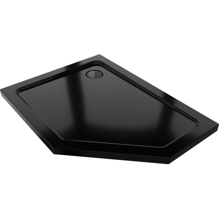 Mexen Flat receveur de douche pentagonal slim gauche 100 x 80 cm, noir, siphon noir - 41P708010L-B