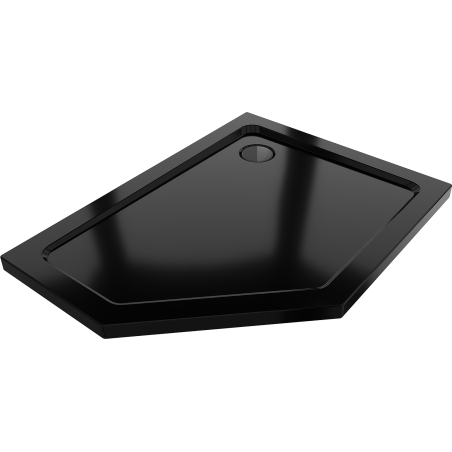 Mexen Flat receveur de douche pentagonal slim droit 100 x 80 cm, noir, siphon noir - 41P708010R-B
