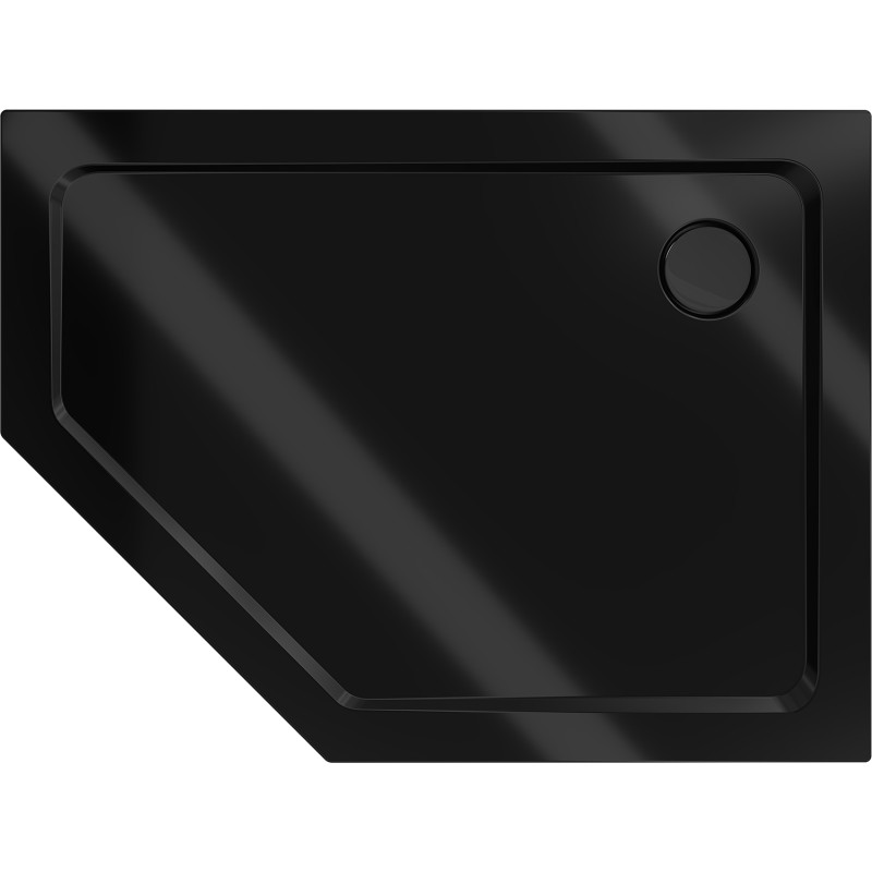 Mexen Flat receveur de douche pentagonal slim droit 100 x 80 cm, noir, siphon noir - 41P708010R-B