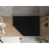 Mexen Flat receveur de douche pentagonal slim droit 100 x 80 cm, noir, siphon noir - 41P708010R-B