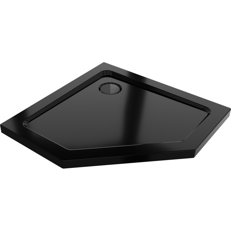 Mexen Flat receveur de douche pentagonal slim 90 x 90 cm, noir, siphon noir - 41P709090-B