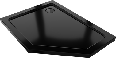 Mexen Flat receveur de douche pentagonal slim gauche 100 x 90 cm, noir, siphon noir - 41P709010L-B