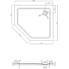 Mexen Flat receveur de douche pentagonal slim droit 100 x 90 cm, noir, siphon noir - 41P709010R-B