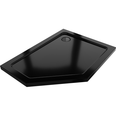 Mexen Flat receveur de douche pentagonal slim droit 100 x 90 cm, noir, siphon noir - 41P709010R-B