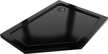 Mexen Flat receveur de douche pentagonal slim droit 100 x 90 cm, noir, siphon noir - 41P709010R-B