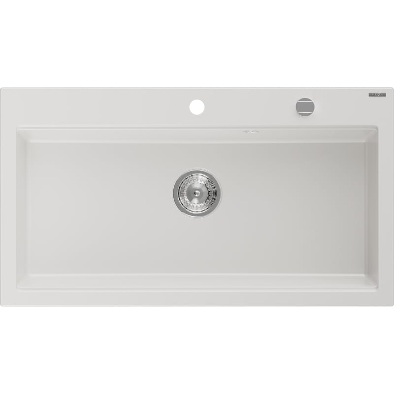 Mexen Slido évier en granit 1 bac 900 x 500 mm, blanc, siphon chromé - 6528901005-20