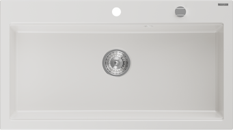 Mexen Slido évier en granit 1 bac 900 x 500 mm, blanc, siphon chromé - 6528901005-20