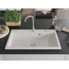 Mexen Slido évier en granit 1 bac 900 x 500 mm, blanc, siphon chromé - 6528901005-20