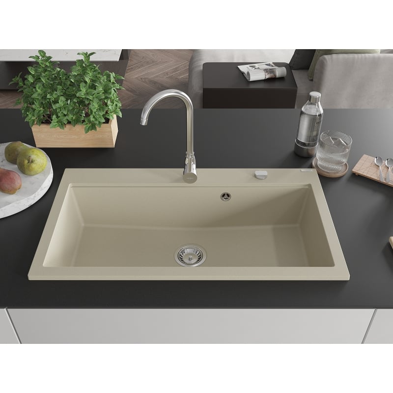 Mexen Slido évier en granit 1 bac 900 x 500 mm, beige, siphon chromé - 6528901005-69