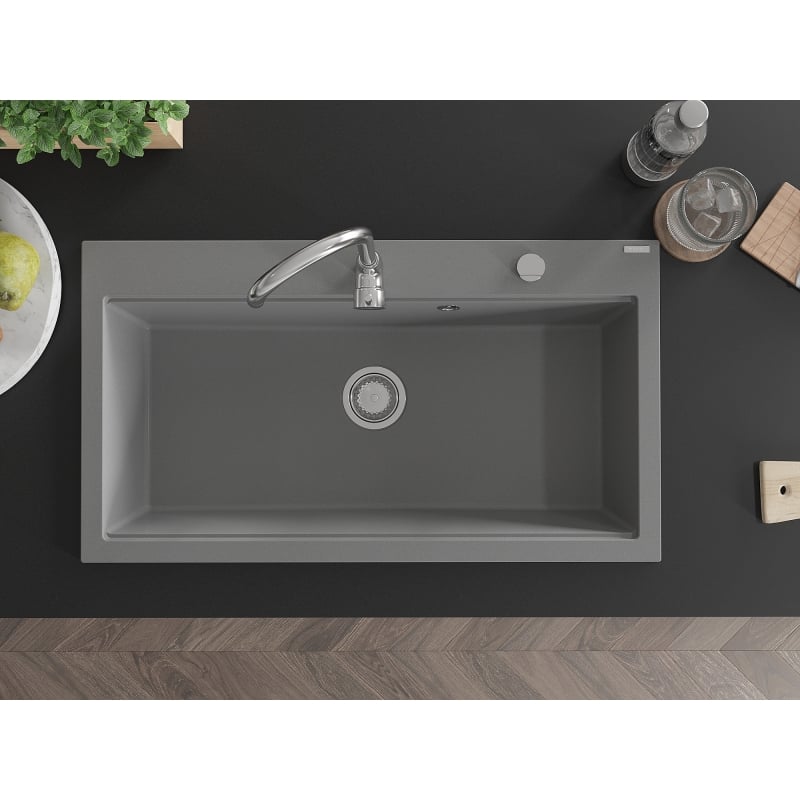 Mexen Slido Évier en granit 1 bac 900 x 500 mm, gris, siphon chromé - 6528901005-71