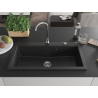 Mexen Slido évier en granit 1 bac 900 x 500 mm, noir/argent métallisé, siphon chromé - 6528901005-73