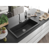 Mexen Slido évier en granit 1 bac 900 x 500 mm, noir/argent métallisé, siphon chromé - 6528901005-73