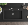 Mexen Slido évier en granit 1 bac 900 x 500 mm, noir/argent métallisé, siphon chromé - 6528901005-73