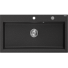 Mexen Slido évier en granit 1 bac 900 x 500 mm, noir/argent métallisé, siphon chromé - 6528901005-73