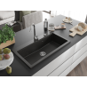 Mexen Slido Évier en granit 1 bac 900 x 500 mm, noir/doré métallisé, siphon chromé - 6528901005-75