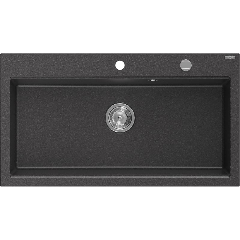 Mexen Slido évier en granit 1 bac 900 x 500 mm, noir moucheté, siphon chromé - 6528901005-75 - 6528901005-76