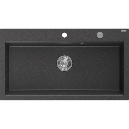 Mexen Slido évier en granit 1 bac 900 x 500 mm, noir moucheté, siphon chromé - 6528901005-75 - 6528901005-76