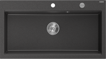 Mexen Slido évier en granit 1 bac 900 x 500 mm, noir moucheté, siphon chromé - 6528901005-75 - 6528901005-76