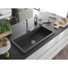 Mexen Slido évier en granit 1 bac 900 x 500 mm, noir moucheté, siphon chromé - 6528901005-75 - 6528901005-76