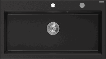 Mexen Slido Évier en granit 1 bac 900 x 500 mm, noir, siphon chromé - 6528901005-77