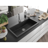 Mexen Slido Évier en granit 1 bac 900 x 500 mm, noir, siphon chromé - 6528901005-77