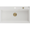 Mexen Slido évier en granit 1 bac 900 x 500 mm, blanc, siphon doré - 6528901005-20-G