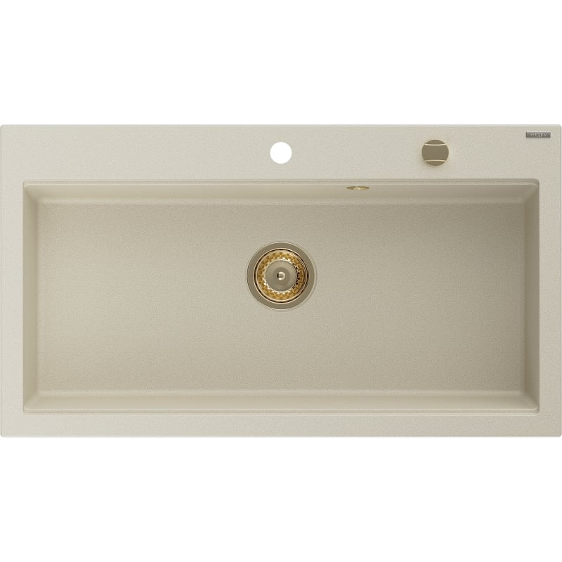 Mexen Slido Évier en granit 1 bac 900 x 500 mm, beige, siphon doré - 6528901005-69-G