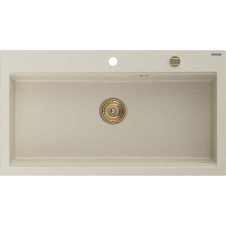 Mexen Slido Évier en granit 1 bac 900 x 500 mm, beige, siphon doré - 6528901005-69-G