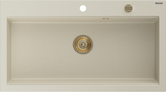 Mexen Slido Évier en granit 1 bac 900 x 500 mm, beige, siphon doré - 6528901005-69-G